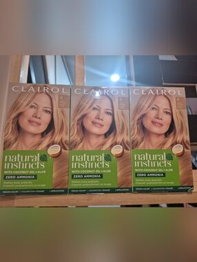 Lot Of 3 Clairol Natural Instincts Hair Dye. Color 9 Light Blonde. Zero Ammonia